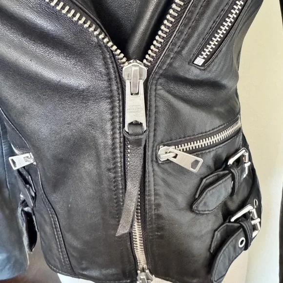 All Saints Leather Jacket Halley Biker US2 UK6 - Picture 2 of 7